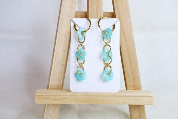 Boucles fleurs turquoises