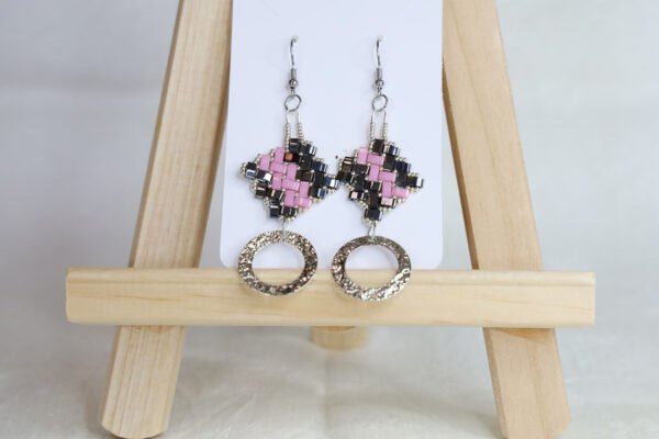 Boucles d'oreille Othilie roses  et argent