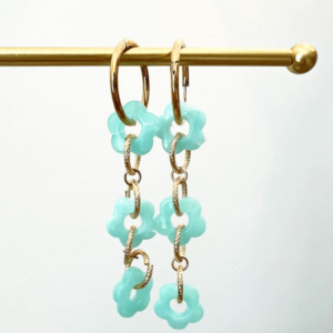 Boucles fleurs turquoise
