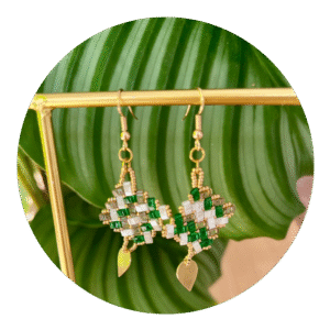 Boucle d'oreilles carrées emeraude