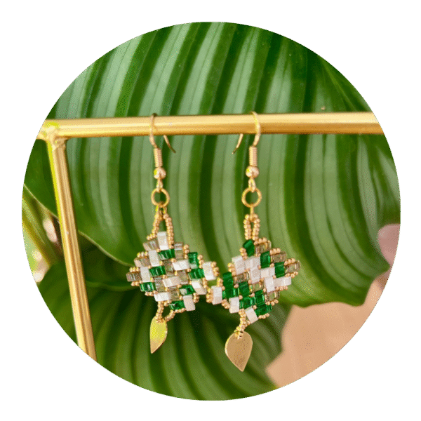 Boucle d'oreilles carrées emeraude