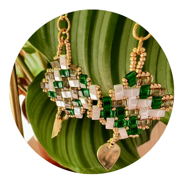 Boucle d'oreilles carrées emeraude