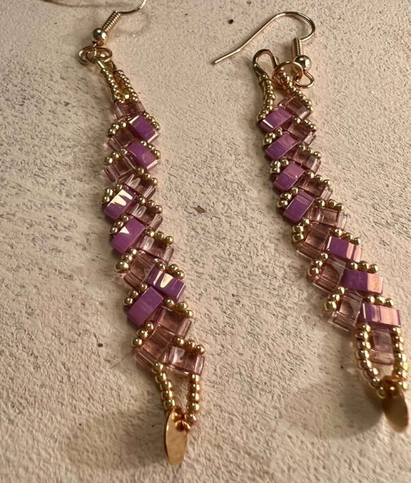 Boucles d’oreilles baguettes roses