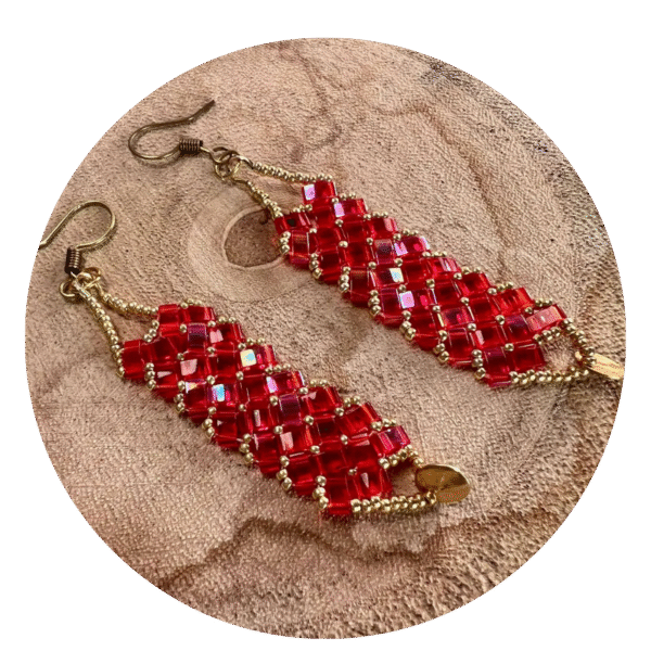 Boucle d'oreilles 3 rangs rubis