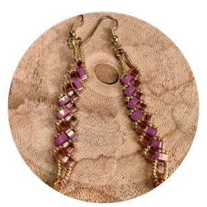 Boucles d’oreilles baguettes roses