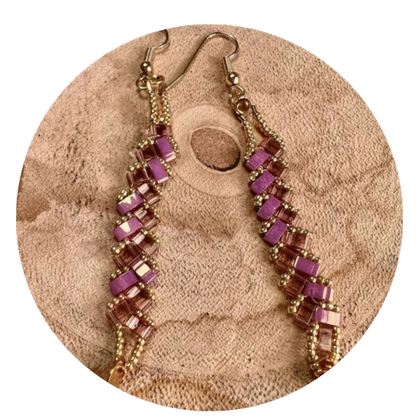 Boucles d’oreilles baguettes roses