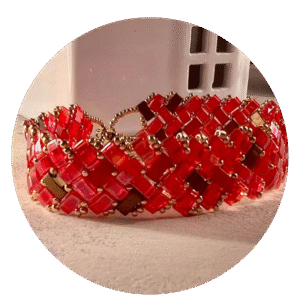 Bracelet  “Manchette 3 rangs Rubis”
