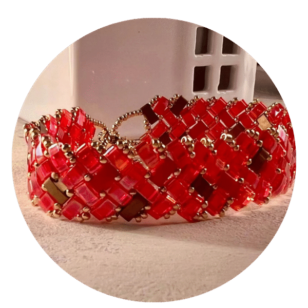 Bracelet  “Manchette 3 rangs Rubis”
