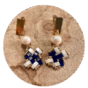 Petites boucles d'oreilles puces marine  et blanches
