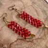 Boucle d'oreilles 3 rangs rubis