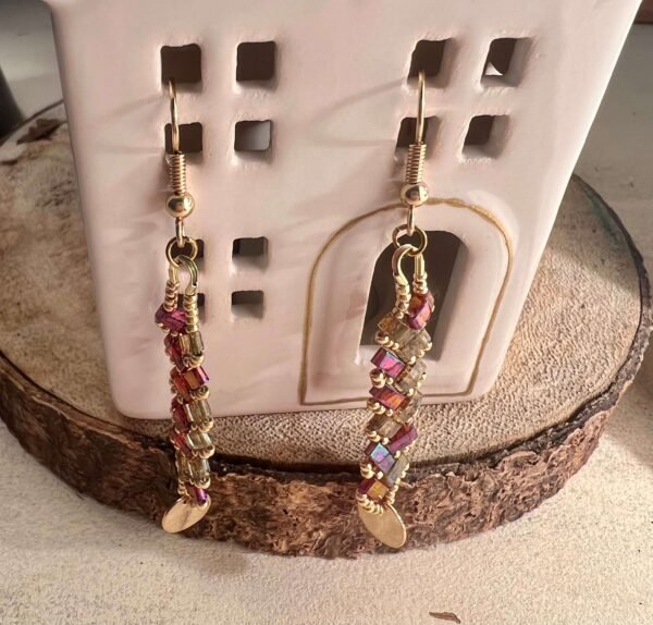 Boucles d’oreilles baguettes mauves